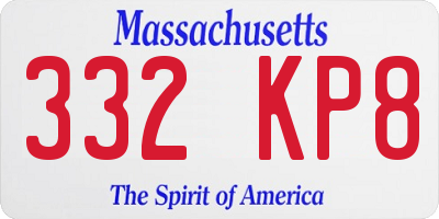 MA license plate 332KP8