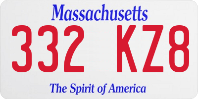 MA license plate 332KZ8