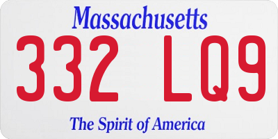 MA license plate 332LQ9
