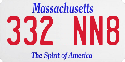 MA license plate 332NN8