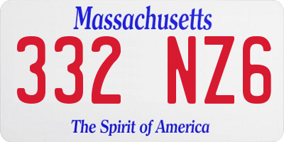 MA license plate 332NZ6