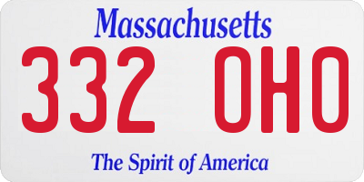 MA license plate 332OH0