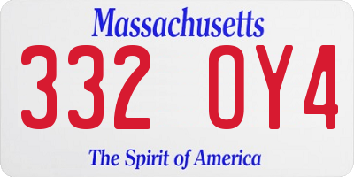 MA license plate 332OY4