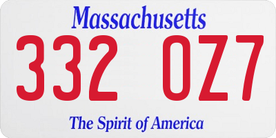 MA license plate 332OZ7