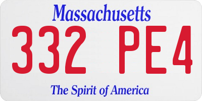 MA license plate 332PE4
