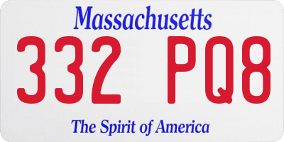 MA license plate 332PQ8