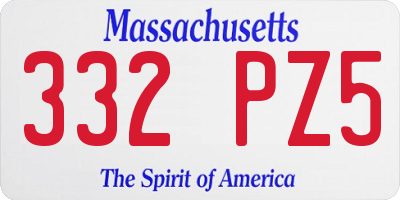 MA license plate 332PZ5