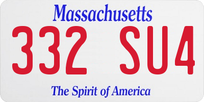 MA license plate 332SU4