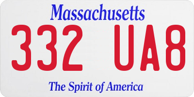 MA license plate 332UA8