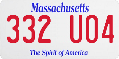 MA license plate 332UO4