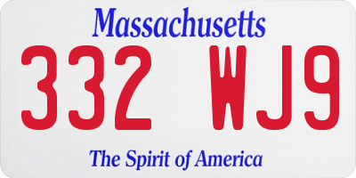 MA license plate 332WJ9