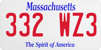 MA license plate 332WZ3