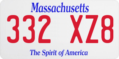 MA license plate 332XZ8