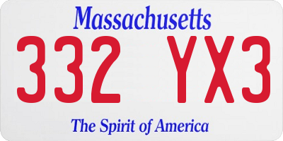 MA license plate 332YX3