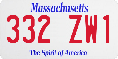 MA license plate 332ZW1