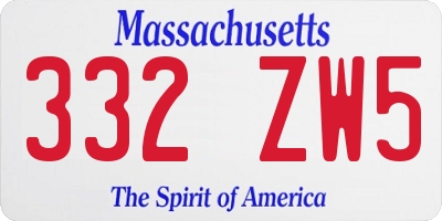 MA license plate 332ZW5