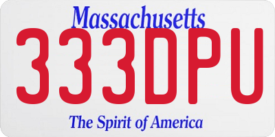 MA license plate 333DPU