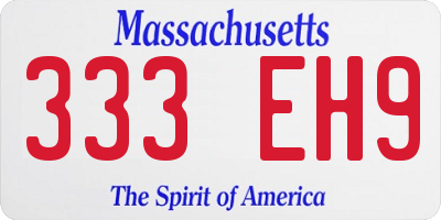 MA license plate 333EH9