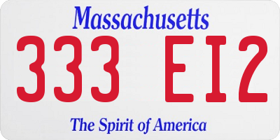 MA license plate 333EI2