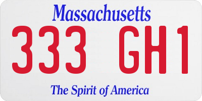 MA license plate 333GH1