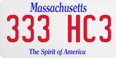 MA license plate 333HC3