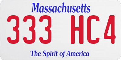MA license plate 333HC4