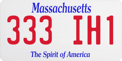 MA license plate 333IH1