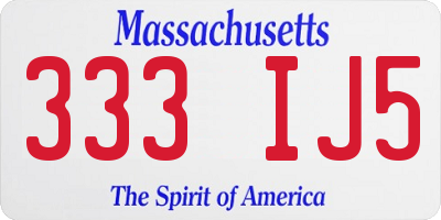 MA license plate 333IJ5