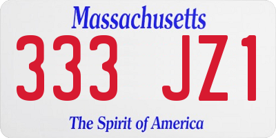 MA license plate 333JZ1
