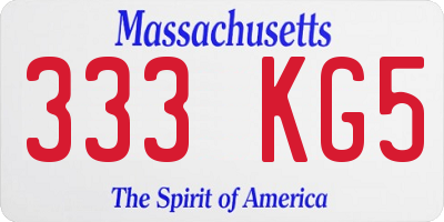 MA license plate 333KG5