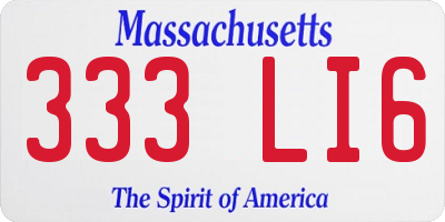 MA license plate 333LI6