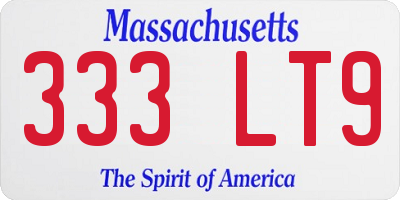 MA license plate 333LT9