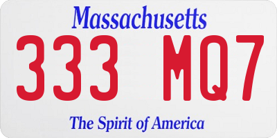 MA license plate 333MQ7