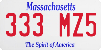 MA license plate 333MZ5