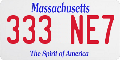 MA license plate 333NE7