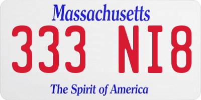 MA license plate 333NI8