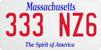 MA license plate 333NZ6