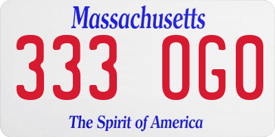 MA license plate 333OG0