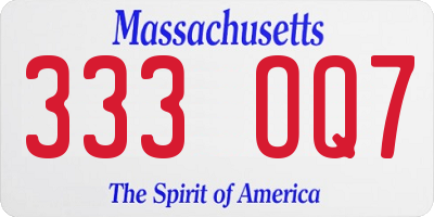 MA license plate 333OQ7