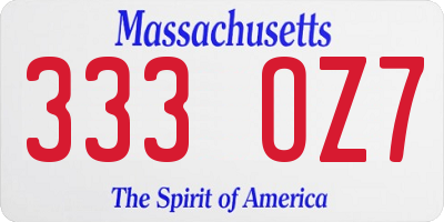 MA license plate 333OZ7