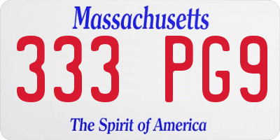 MA license plate 333PG9