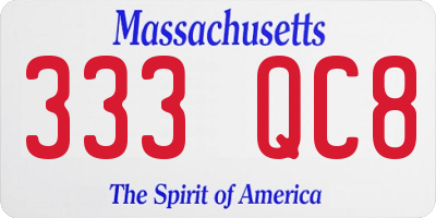 MA license plate 333QC8