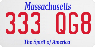 MA license plate 333QG8