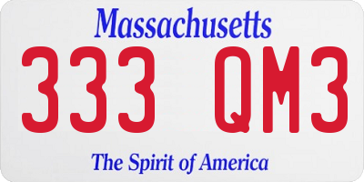 MA license plate 333QM3
