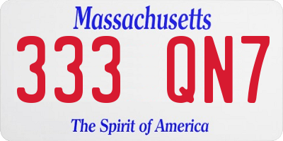 MA license plate 333QN7