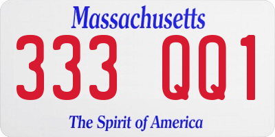 MA license plate 333QQ1