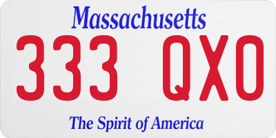 MA license plate 333QX0