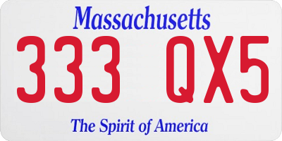 MA license plate 333QX5