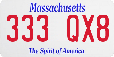MA license plate 333QX8