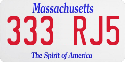 MA license plate 333RJ5